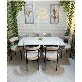 Yemek Masası Mutfak Masası 6 Kişilik ( Açılır Masa )Masa Sandalye Masa Sandalye Takımı - Krem