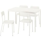 Yemek Masası Takımı, Beyaz, 4 Sandalyeli, Açılabilir, 120/180X74 cm - 1/100 Toz Ceviz - 180 x 74 cm
