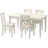 Yemek Masası Takımı, Beyaz, 4 Sandalyeli, Açılabilir