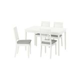 Yemek masası takımı, beyaz-Tibbleby bej/gri, 4 sandalyeli, açılabilir