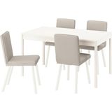 Yemek Masası Takımı, Kırık Beyaz-Fridtuna Açık Bej, 4 Sandalyeli, Açılabilir - 1/100 Toz Ceviz