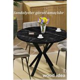 Yemek- Salon - Mutfak ve Balkon Masası Ahtapot Ayaklı Yuvarlak 90X90 Siyah Mermer Desen