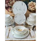 Yemek Takimi Marble Gold 24 Parca 6 Kisilik