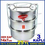Yemek Taşıma Kabı 2no 2-3 Kişilik 3'lü Paslanmaz Çelik Sefertası,