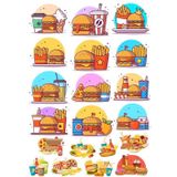 Yemekler Sticker Set 20 Parça Telefon, Tablet, Defter, Laptop Sticker
