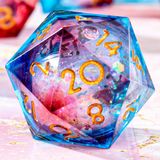 YEMEKO DND Tek D20 Zar Reçine Keskin Kenarlı 20 Taraflı D&D Zar, 22 mm El Yapımı Çok Yüzlü Zindanlar ve Ejderhalar, RPG, Rol Yapma Oyunları MTG Masa Oyunları (Blud Kırmızı), 33 mm
