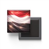 Yemen - Abstract Efektli Bayrak - Baskılı Kare Buzdolap Magneti