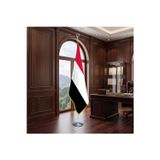 Yemen Direkli - Altın Saçaklı Saten Makam Bayrağı Seti (Krom Direk)