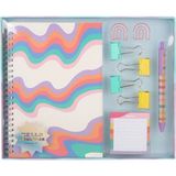 Yenbu Kırtasiye Seti A5 Spiral Defter Plastik Tükenmez Kalem 4 Adet 25MM Dosya Klipsi, 2 Adet Ataç ve Not