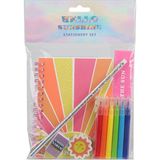 Yenbu Kırtasiye Seti Spiral Defter Kalem Silgi Kalem Açıcı 15CM Plastik Cetvel 6parça Su Renkli Fosforlu