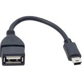 Yeni 2025 Mini 5 Pin Erkek USB 2.0 Tip A Dişi Jack Otg Kısa Kablo 2.0 A Dişi Otg Çevirici Kablo - Siyah