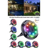 Yeni 4 Adet Solar Güneş Enerjili 8+4 Rgb Ledli Kazıklı Peyzaj Bahçe Aydınlatması Rgb Saplamalı LED - Renkli