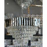 Yeni 60 cm Kristal Lüx Salon Avize Krom Renk - TAŞLI AVİZE
