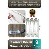 Yeni Ayarlanabilir Dolap Çekmece Kapağı Koruma Aparatı Bebek Çocuk Güvenlik Kilidi 9 Adet 17 Cm