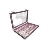 Yeni Cam Kapaklı İmera Deri Kumaş Pembe Renk 34 Cm / 24 Cm Tırnaklı Yüzük Tablası