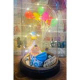 Yeni Doğan Bebek Hediyesi Işıklı Teraryum, 19 cm Yükseklik, Erkek Bebek Kız Bebek