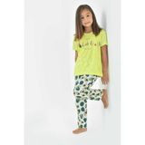 Yeni İnci Avakado Baskılı Kız Çocuk Pijama Takımı - Yeşil - 3 - 4 Yaş