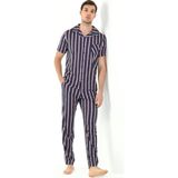 Yeni Inci Önden Düğmeli 3'lü Erkek Pijama Takım EPJ802 - M - Lacivert