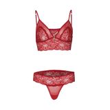 Yeni İnci Yeni Yıl Kırmızı Bralet Dantel Çamaşır Takım, Kırmızı, M