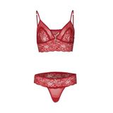 Yeni İnci Yeni Yıl Kırmızı Bralet Dantel Çamaşır Takım, Kırmızı, XL