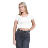 Yeni Kadın Düz Kap Kollu Basic Stil Esnek Yelek Tişört Mini Göbeği Açık Üst, Beyaz, 8-10