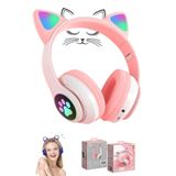 Yeni Listede Olmayan Kablosuz Bluetooth Kulak Üstü Renkli Led Işıklı Kedi Kulaklık Çocuk Karne/doğum Günü Hediyesi-lila