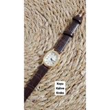 Yeni Moda Zarif Tasarım Koyu Kahve Kroko Renk Retro Vintage Kadın Kol Saati 0014 - 20 cm.