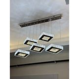 Yeni Model 5 Li Kare Kristal Lüx LED Avize 3 Işık Seçeneği - Krom