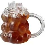 Yeni Nesil 350 ml Üzüm Tasarımlı Bubble Borosilikat Cam Soğuk Kahve, Latte, Meşrubat Kupa Bardağı 1 Adet - 2430
