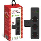 Yeni Nesil 3'lü Duvar Priz Termal Akım Korumalı Priz 3 x Usb, 1 x Type-C 20W Pd Giriş