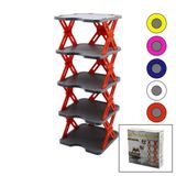 YENİ NESİL AKORDİYON - KATLANIR - 5 KATLI PLASTİK AYAKKABILIK GRİ TABAN-27X27CM - RENKLİ AYAKLAR (4604)
