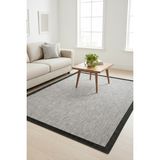 Yeni Nesil Çerçeveli Sisal Yumuşak Dokuma Kilim Kaymaz Pamuk Taban Bordürlü Halı - Gri - 120 x 180 cm