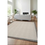 Yeni Nesil Çerçeveli Sisal Yumuşak Dokuma Kilim Kaymaz Pamuk Taban Bordürlü Halı - Krem - 80 x 150 cm