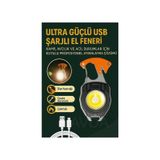 Yeni Nesil Kamp Feneri Çok Fonksiyonlu Fener Anahtarlık Usb Çakmaklı Cam Kırıcı Kemer Kesici Açacak Turuncu - Siyah