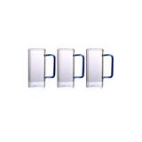 Yeni Nesil Kare Cam Mavi Kulplu Latte,meşrubat,nescafe,süt,su Bardağı 350 Ml 3 Adet