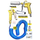 Yeni Nesil Kompresör Spiral Hava Hortumu 8 Mm 15 Mt Hava Jakı Hava Tabancası Recor Seti