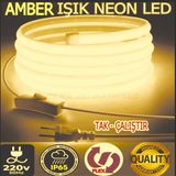 Yeni Nesil Ledci Ömür Elektro Led 220 Volt Neon LED Cob Ledli Yeni Nesil Driversiz(Tak -Çalıştır)Fişli ve Anahtarlı - Amber - 2,5 METRE