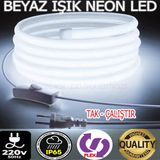 Yeni Nesil Ledci Ömür Elektro Led NEON LED 220V TAK ÇALIŞTIR<<BEYAZ RENK 290 CM>>((COB LEDLİ EN YENİ ÜRÜN)) - 6500K - Beyaz İşık