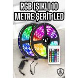 Yeni Nesil Rgb Işıklı 10METRE Şerit LED Kumandalı Şarj Edilebilir - 3386-3464 - Çok Renkli