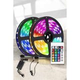 Yeni Nesil Rgb Işıklı 10METRE Şerit LED Kumandalı Şarj Edilebilir - ALKHBY2692-1942 - Çok Renkli