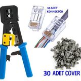 Yeni Nesil Rj45 Ağ Pensesi + 30 Adet Jack + 30 Adet Kılıf