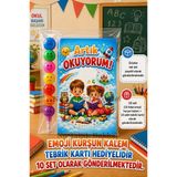 Yeni Okumayı Öğrenen Öğrencilere Hediye 10 Set Artık Okuyorum Yazılı 1. Sınıf Hatırası Emoji Kurşun Kalem Tebrik Kartı Hediyeli