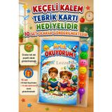 Yeni Okumayı Öğrenen Öğrencilere Hediye 10 Set Artık Okuyorum Yazılı 1. Sınıf Hatırası Keçeli Kalem Tebrik Kartı Hediyel