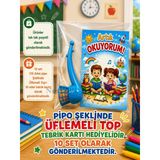 Yeni Okumayı Öğrenen Öğrencilere Hediye 10 Set Artık Okuyorum Yazılı 1. Sınıf Hatırası Pipo Şeklinde Üflemeli Top Tebrik Kartı Hediyeli
