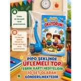 Yeni Okumayı Öğrenen Öğrencilere Hediye 10 Set Artık Okuyorum Yazılı 1. Sınıf Hatırası Pipo Şeklinde Üflemeli Top Tebrik