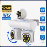 Yeni Otomatik Takip 6k Cctv Ağ Gözetimi Video Gece Görüşü 3 Lens Ptz Açık Hava Kablosuz Ev Güvenliği Akıllı Ip Kamera Wifi - Beyaz