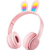 Yeni P47R Işıklı Bluetooth Kulaklık Başa Takılan Tavşan Kulaklı Cep Telefonu Kablosuz Oyun Öğrenci Çocuk Kulaklığı (Yurt Dışından) - Pembe