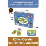 Yeni Seri Aile Eğitici Öğretici Eğlenceli Renkli Türkçe İngilizce İkili Hafıza Oyun Kartı-108 Kart