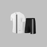 Yeni Seri Büyük Beden Erkek Beyaz Dri-Fit Kumaş Baskısız Yuvarlak Yaka Kısa Kol Tişört Şort Alt Üst Takımı 4XL-10XL - 7XL