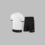 Yeni Seri Büyük Beden Erkek Beyaz Dri-Fit Kumaş Koşu Için Konforlu Cepli Sıfır Yaka Tişört Şort Ikili Alt Üst Seti 4XL-10XL - 9XL